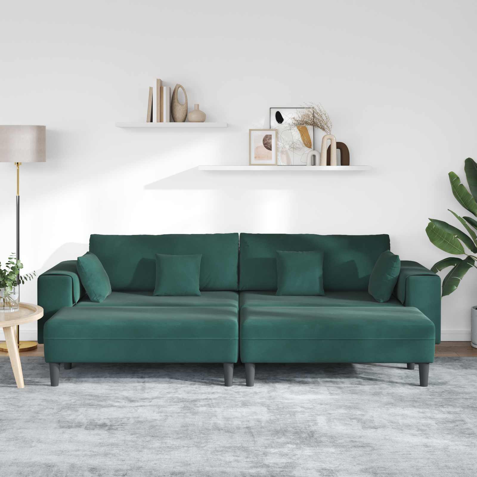 Sofa 3 pcs Tamnozelena 250 x 188 x 76 cm Baršun