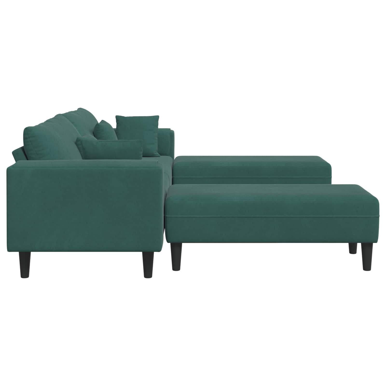 Sofa 3 pcs Tamnozelena 250 x 188 x 76 cm Baršun