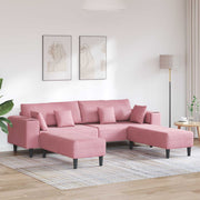 Sofa 3 pcs Ružičasta 250 x 188 x 76 cm Baršun