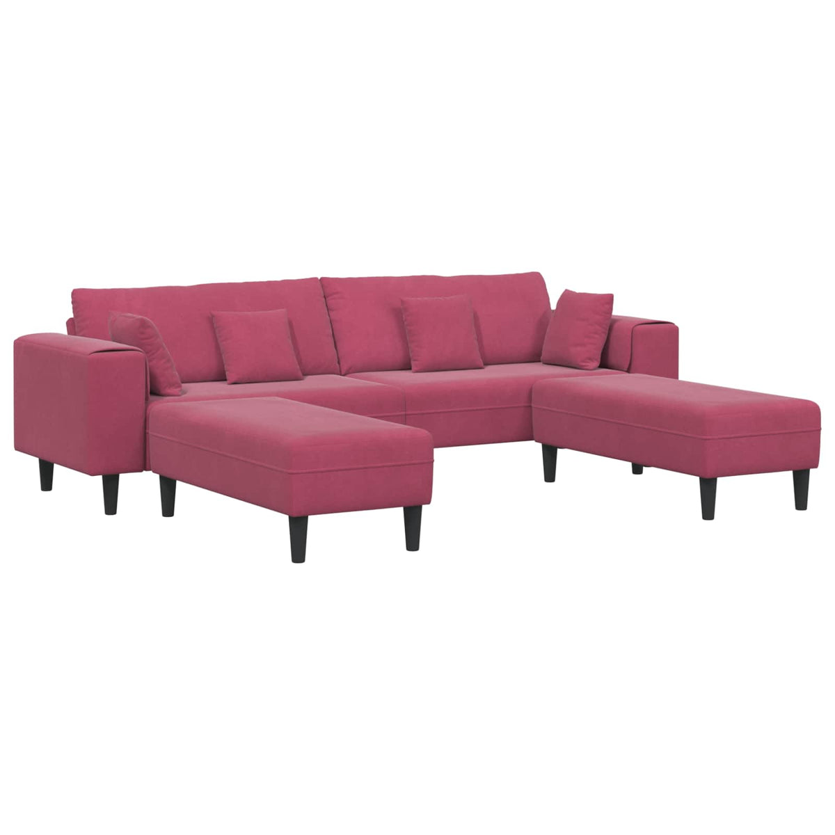Sofa 3 pcs Vinska crvena 250 x 188 x 76 cm Baršun