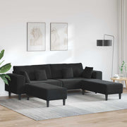 Sofa 3 pcs Crna 250 x 188 x 76 cm Baršun