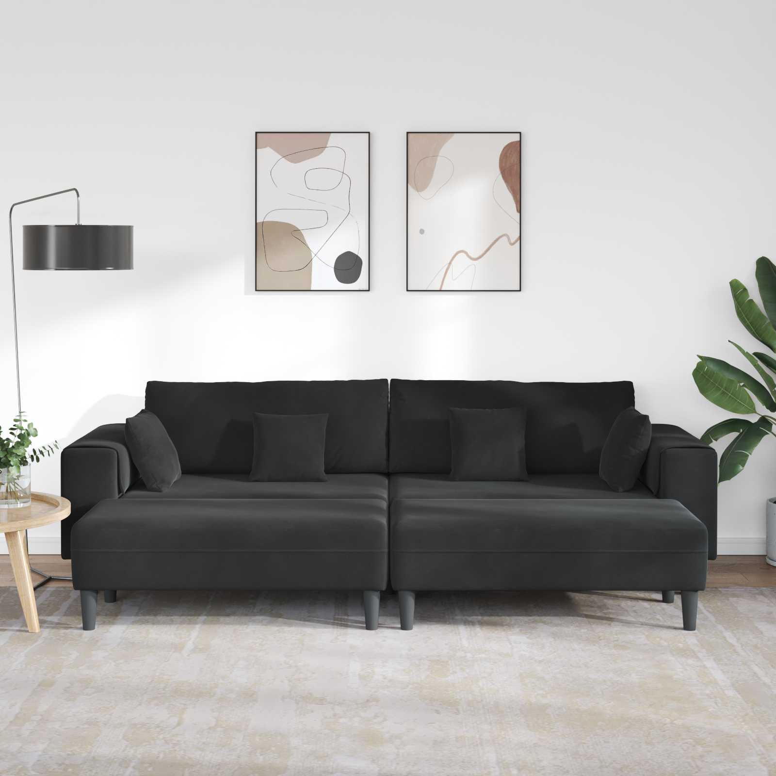 Sofa 3 pcs Crna 250 x 188 x 76 cm Baršun