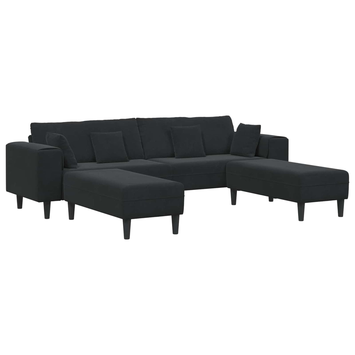 Sofa 3 pcs Crna 250 x 188 x 76 cm Baršun
