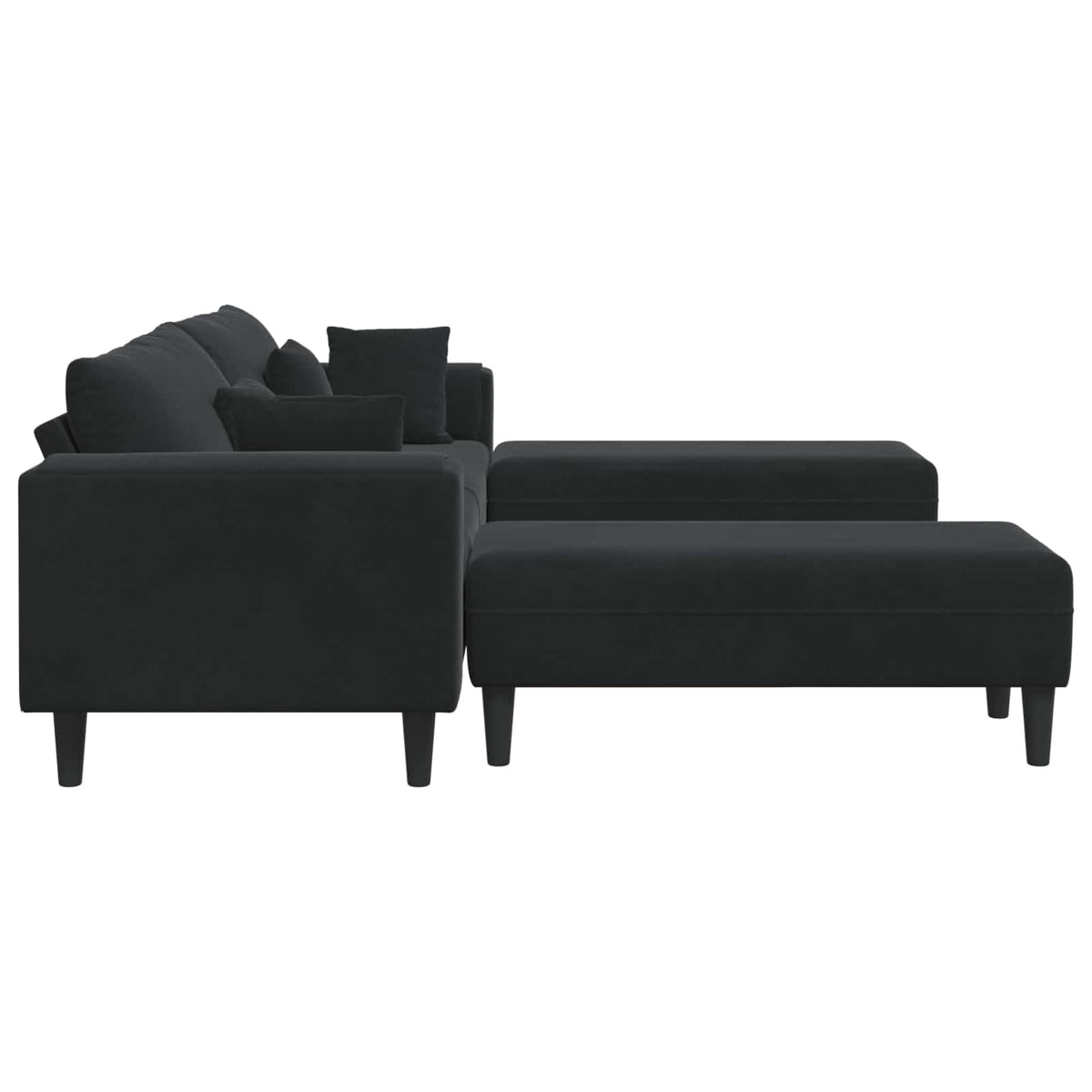 Sofa 3 pcs Crna 250 x 188 x 76 cm Baršun