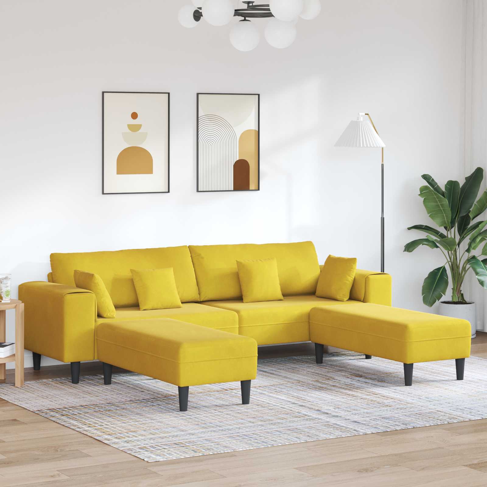 Sofa 3 pcs Žuta 250 x 188 x 76 cm Baršun