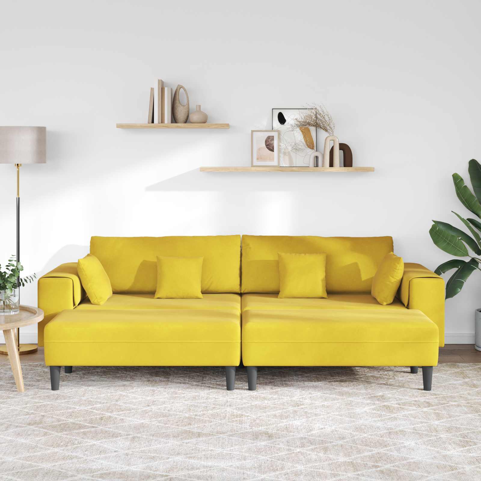 Sofa 3 pcs Žuta 250 x 188 x 76 cm Baršun
