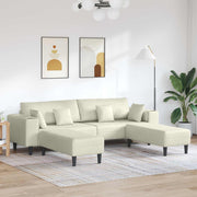 Sofa 3 pcs Krema 250 x 188 x 76 cm Baršun