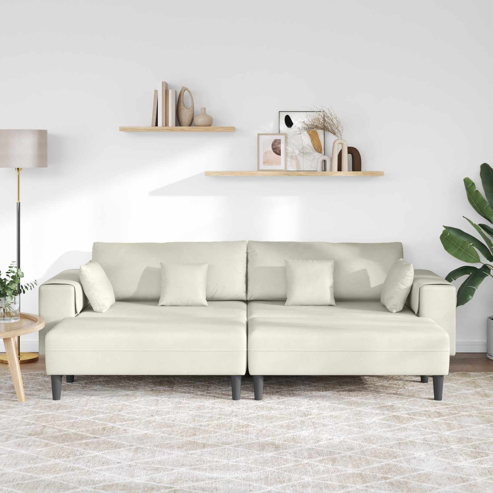 Sofa 3 pcs Krema 250 x 188 x 76 cm Baršun