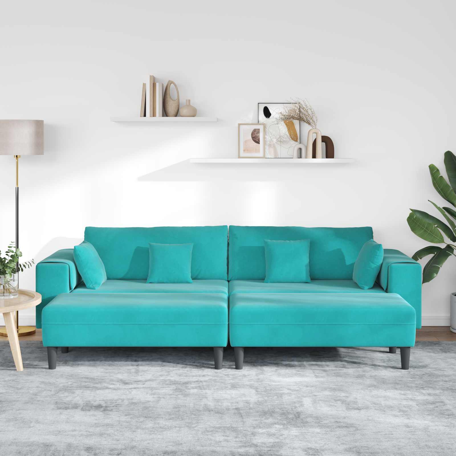 Sofa 3 pcs Tirkizna 250 x 188 x 76 cm Baršun