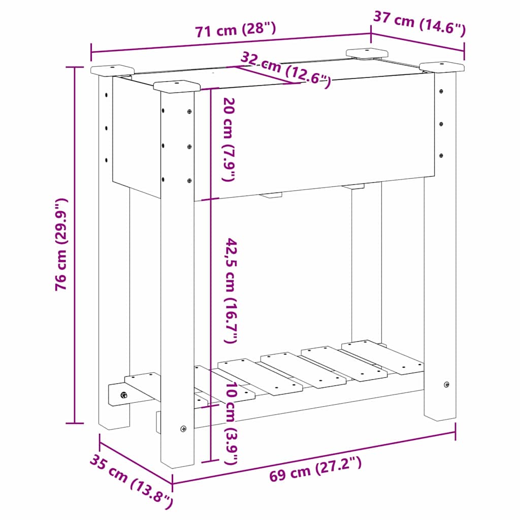 Vrtna saksija Bež 71 x 37 x 76,5 cm Čvrsto drvo jele