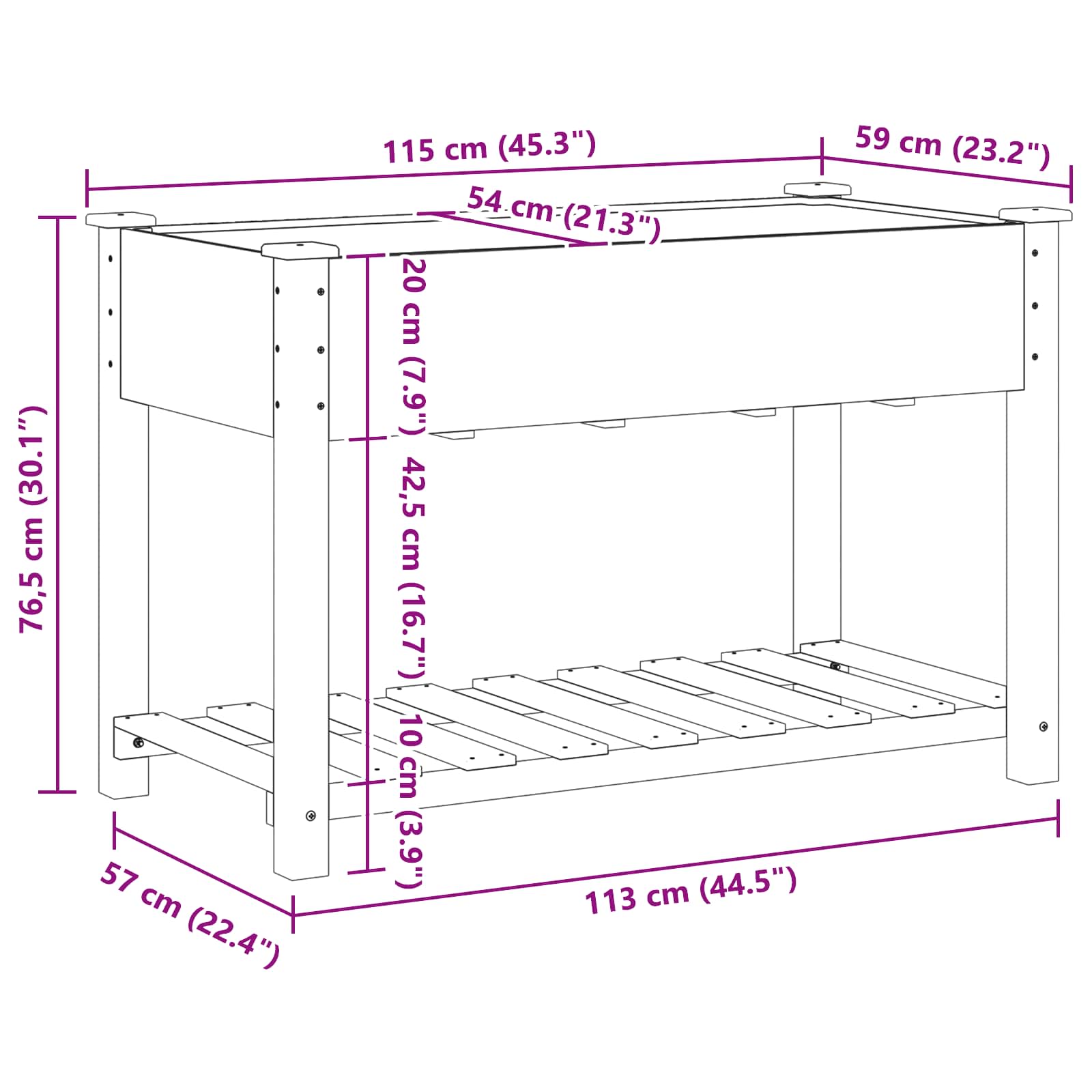Vrtna saksija s policom Bež 115 x 59 x 76,5 cm Čvrsto drvo jele