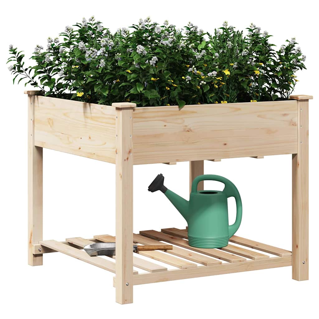 Vrtna saksija s policom Bež 90 x 90 x 76,5 cm Čvrsto drvo jele