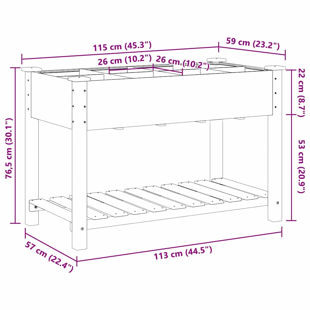Vrtna saksija s policom Bež 115 x 59 x 76,5 cm Čvrsto drvo jele