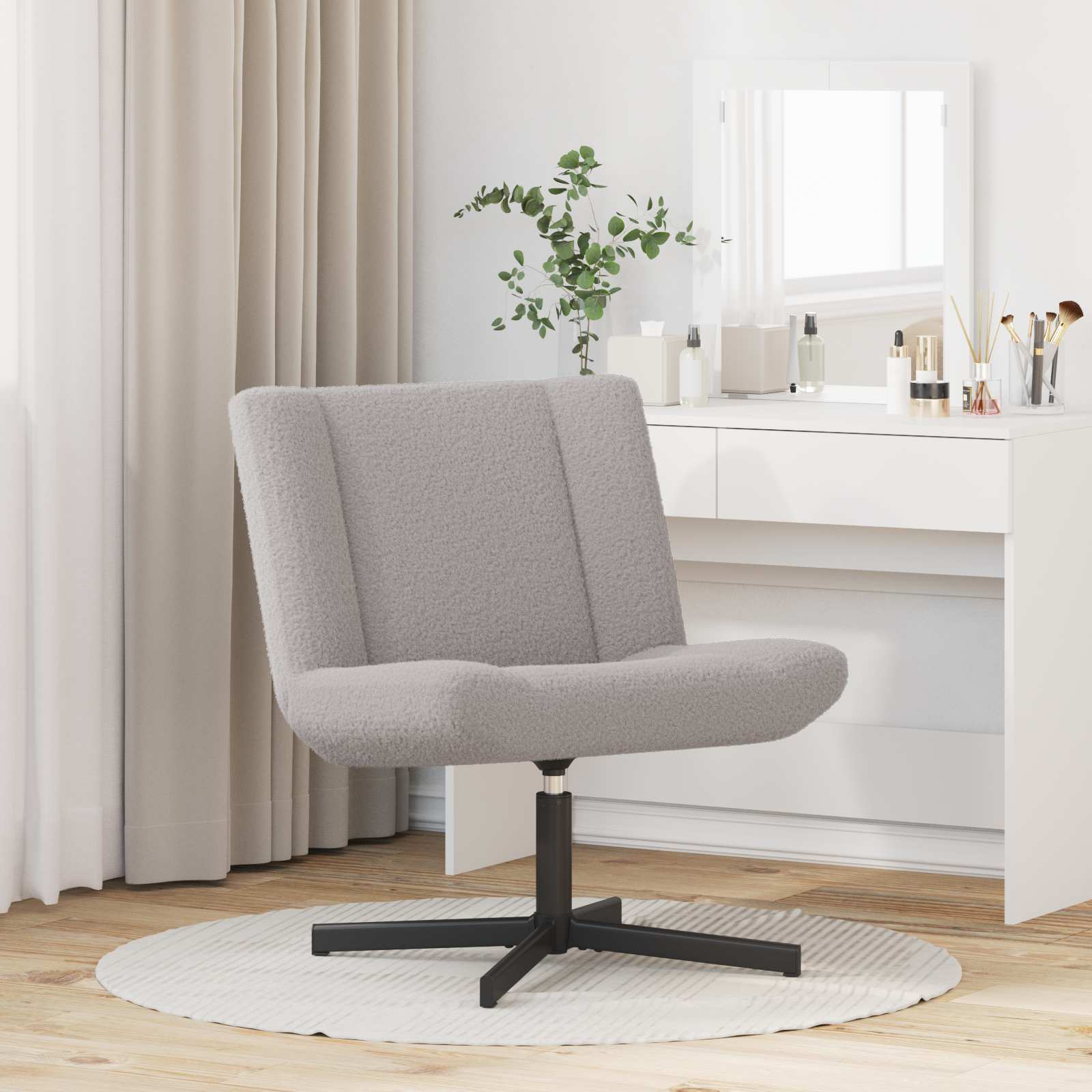 Stolica na kotačiće Svijetlo siva 63 x 75 x 76 cm Janjeća koža