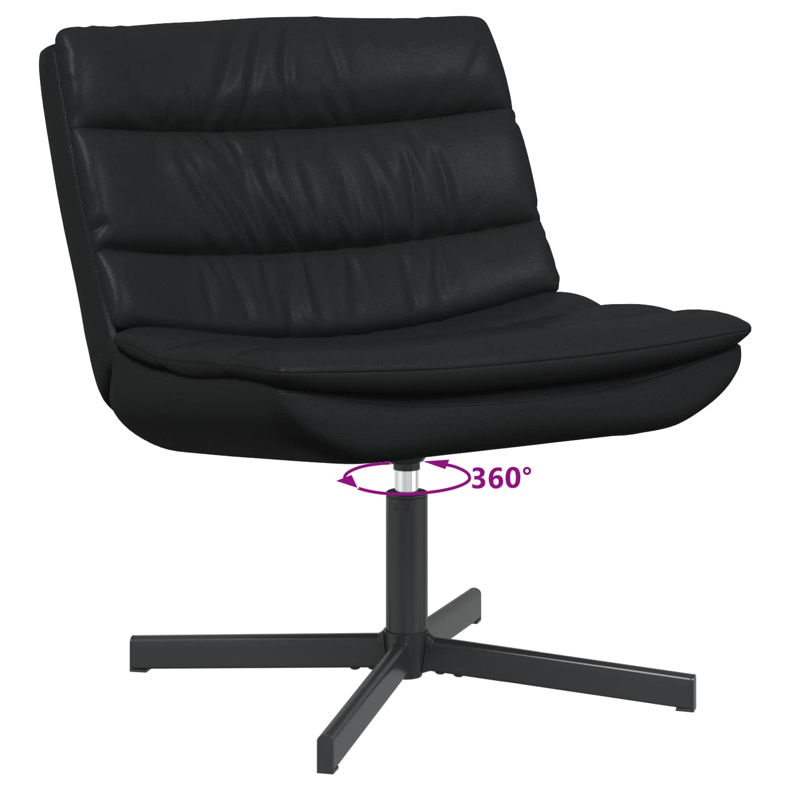 Stolica na kotačiće Crna 63 x 75 x 76 cm Sjajni PU
