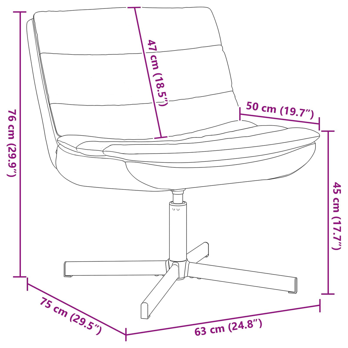Stolica na kotačiće Crna 63 x 75 x 76 cm Antikni PU