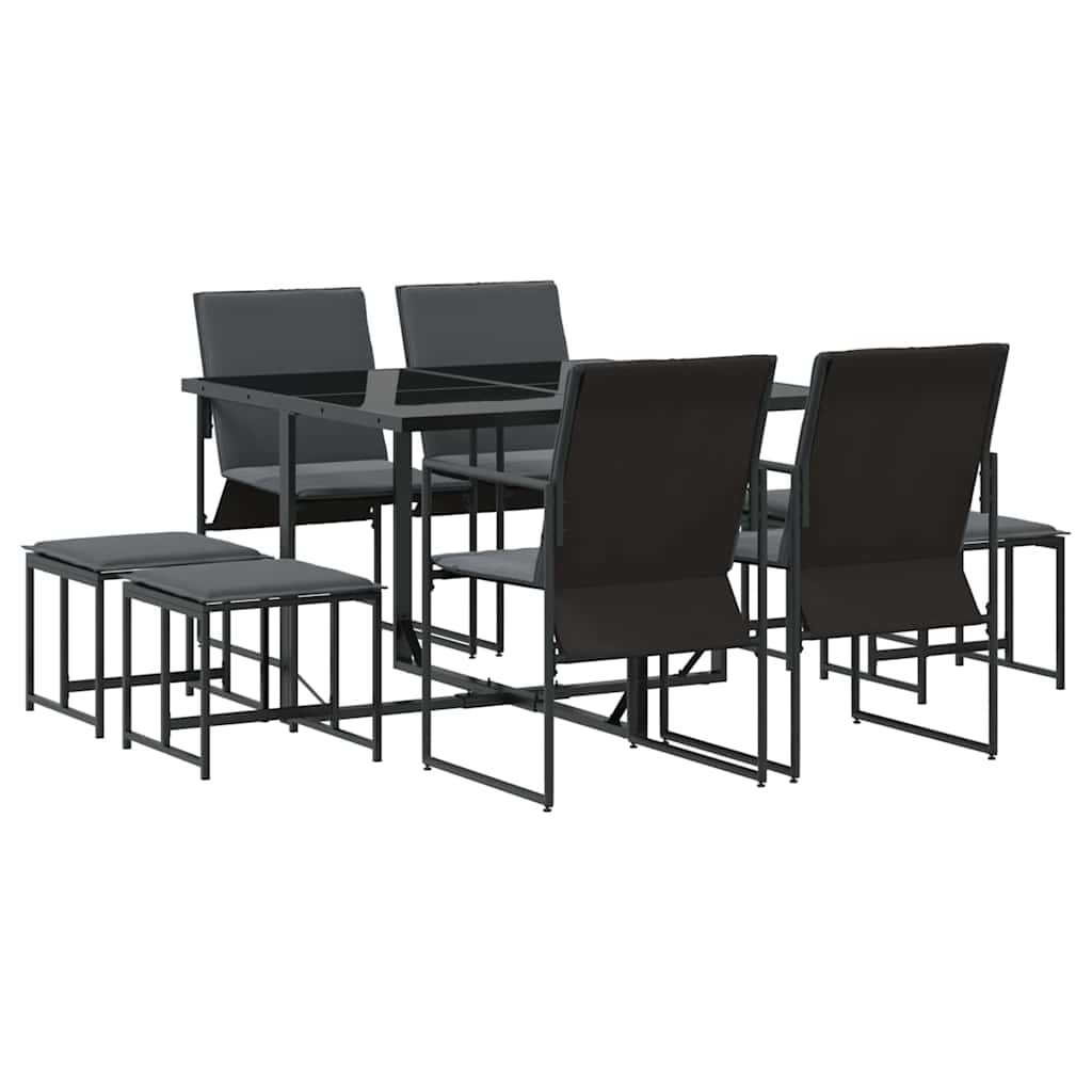 Vrtni set za objed 9 pcs Crna Čelik