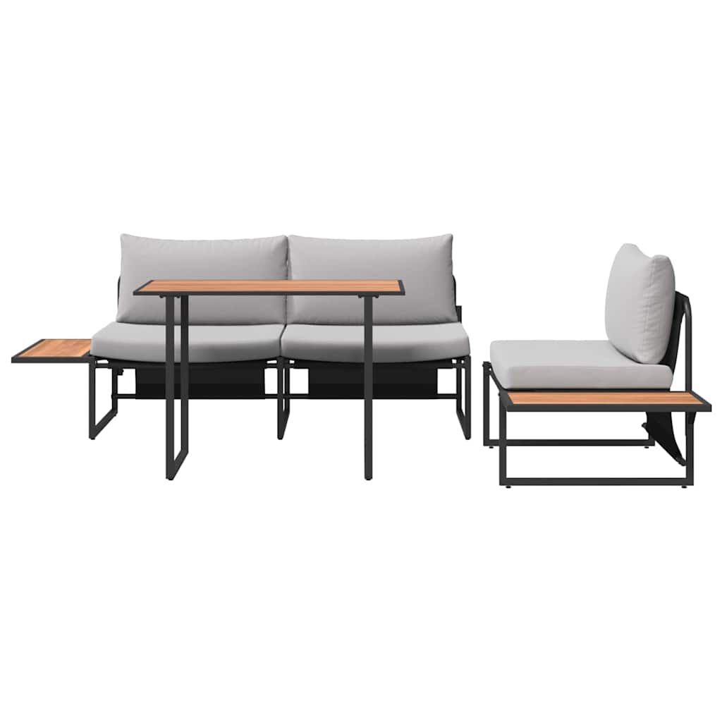 Vrtni set za objed 3 pcs Svijetlo siva Čelik