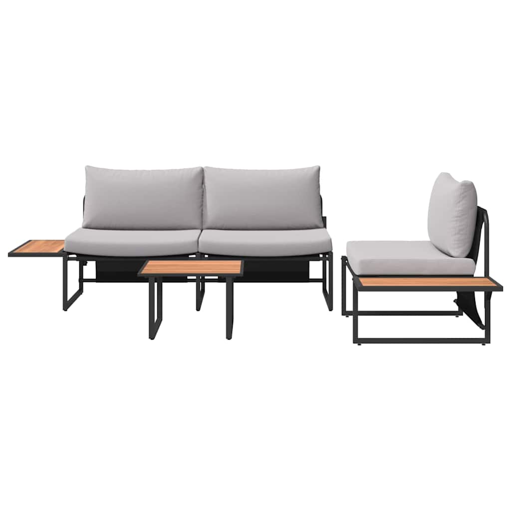 Vrtni set za objed 3 pcs Svijetlo siva Čelik