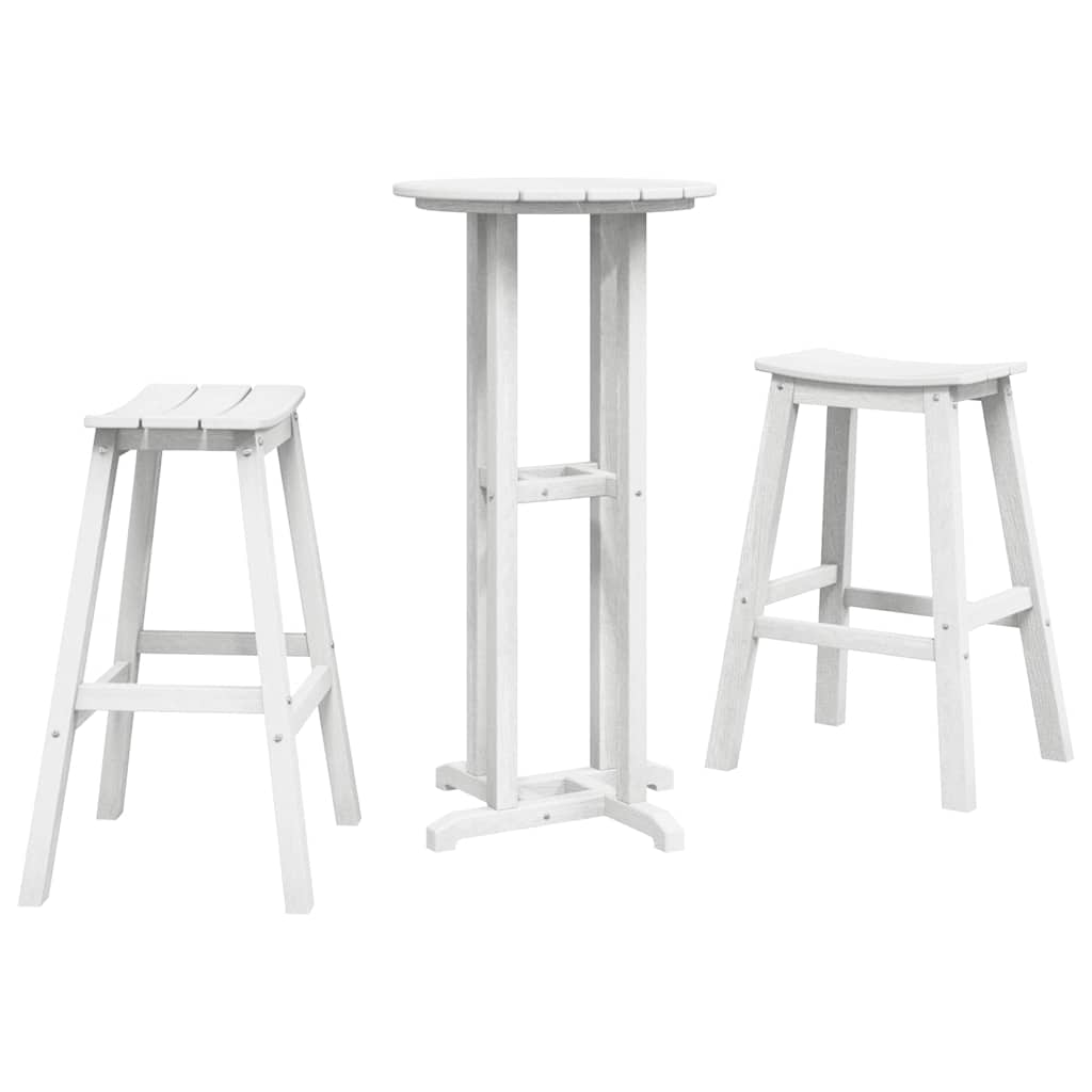 Set bar stolova za vrt 3 pcs Bijelo HDPE