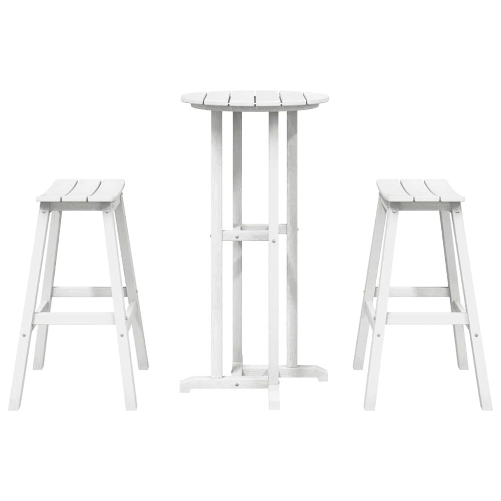 Set bar stolova za vrt 3 pcs Bijelo HDPE