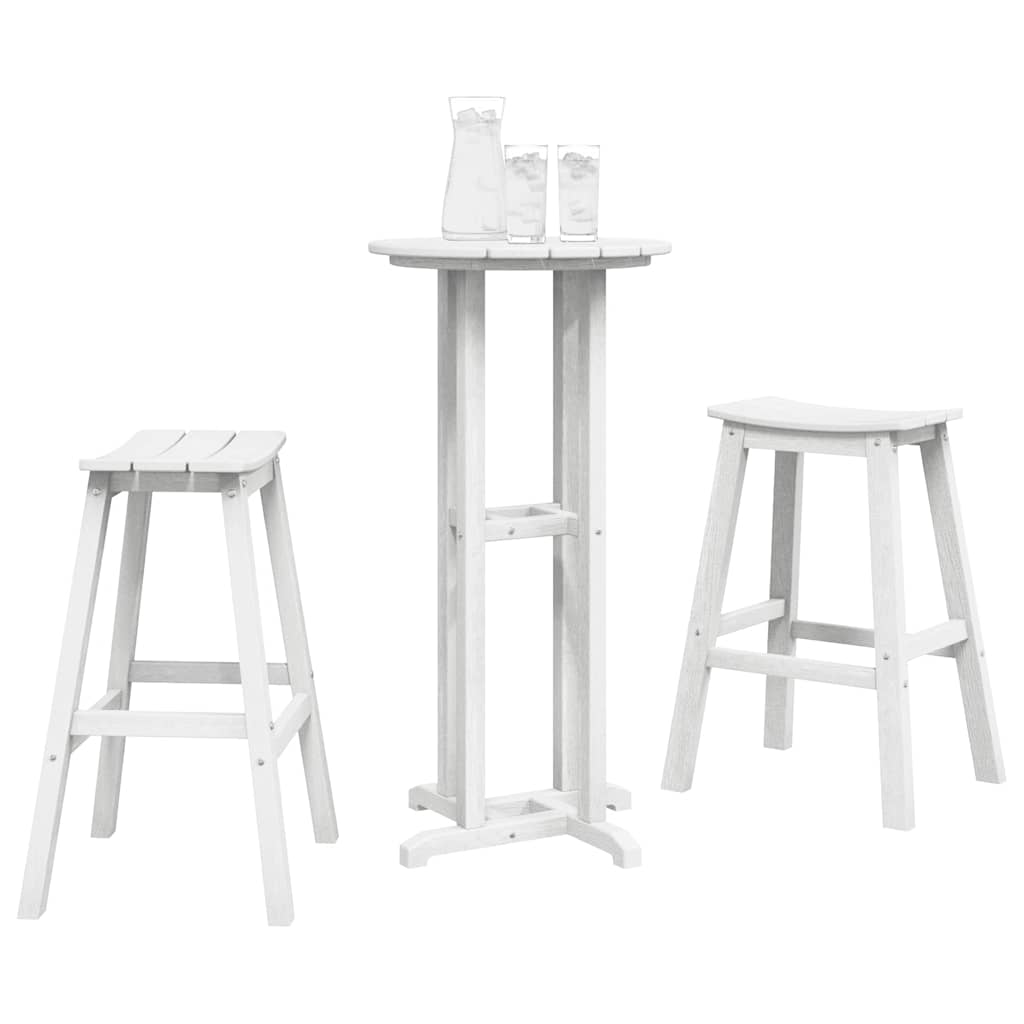 Set bar stolova za vrt 3 pcs Bijelo HDPE
