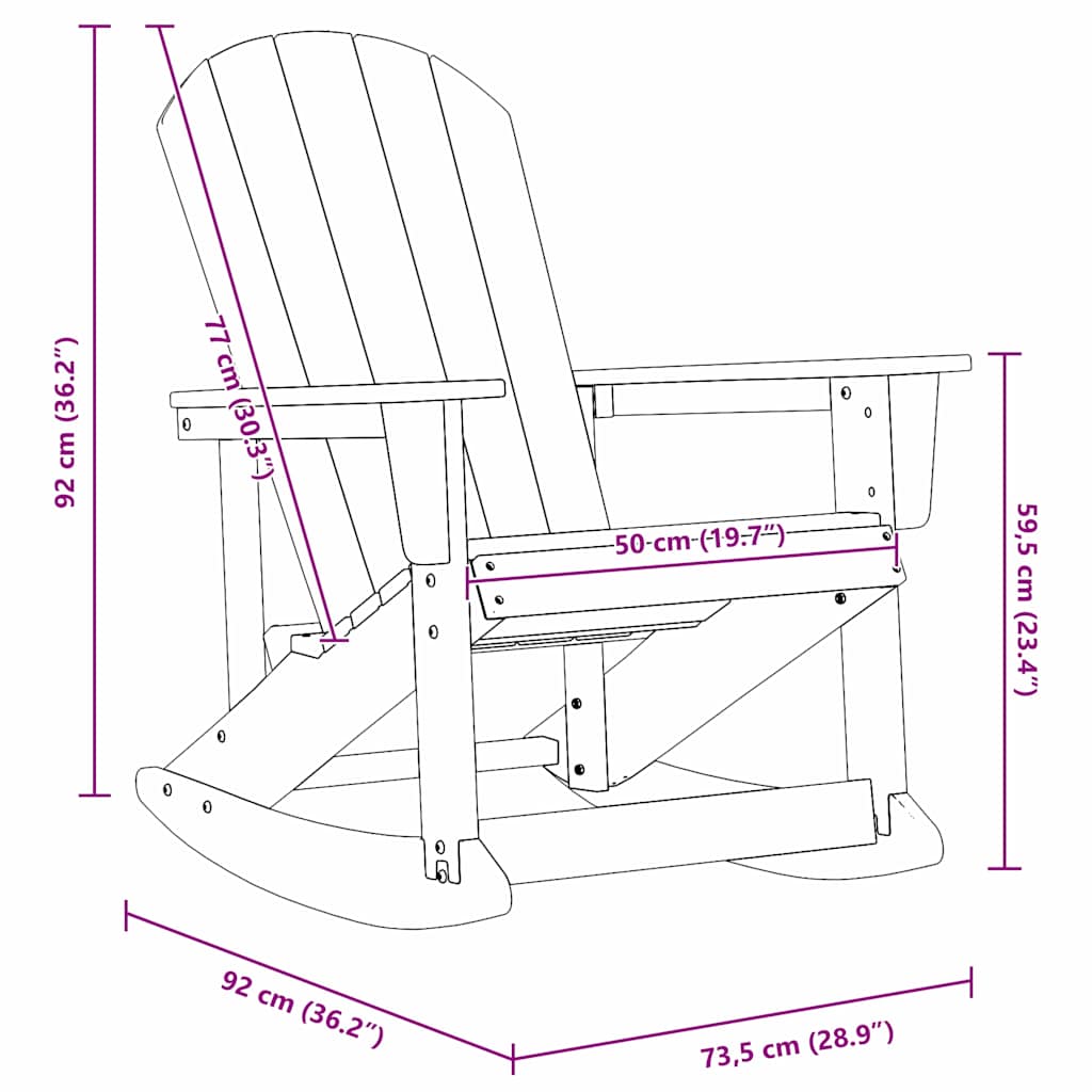 Adirondack ljuljačke 2 pcs Bijelo HDPE
