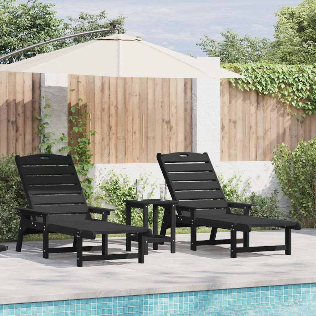 Ležaljka 2 pcs Crna 195,5 x 53 x 98,5 cm Polietilen