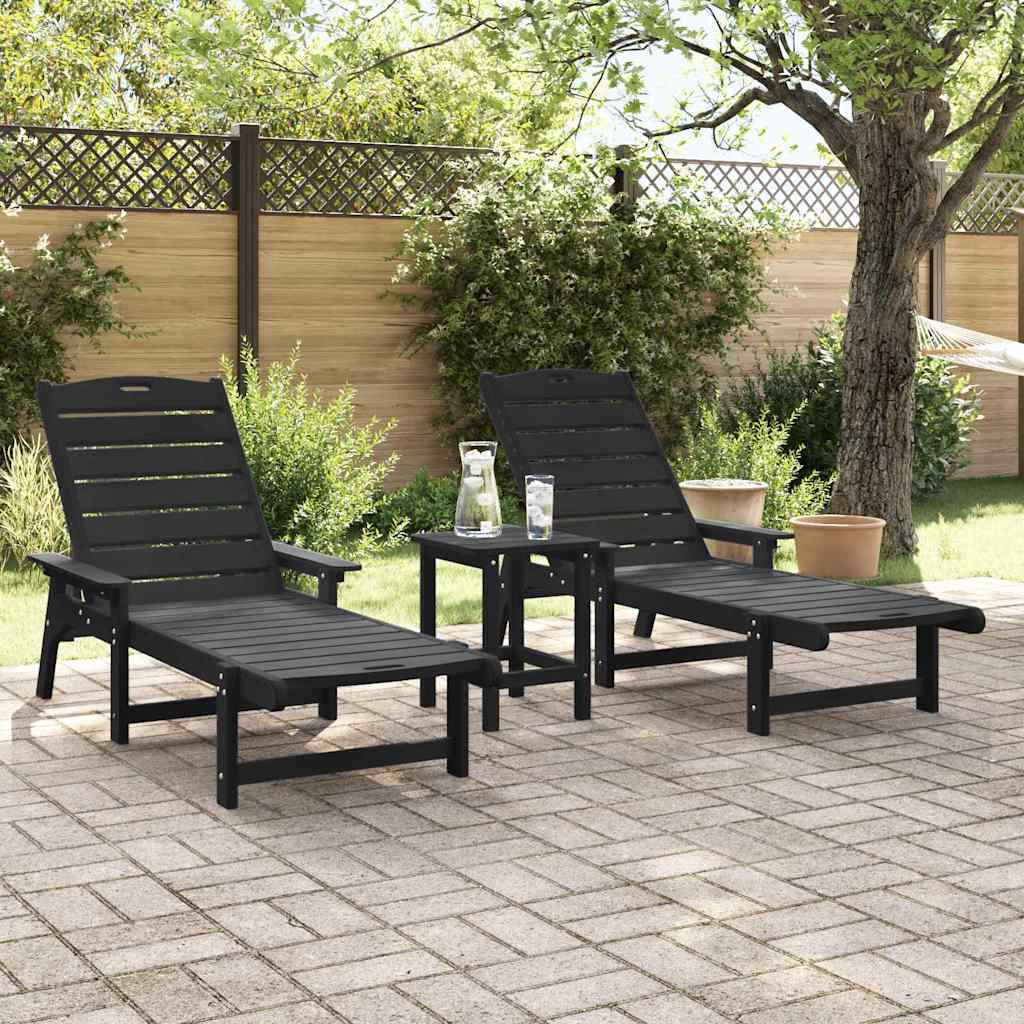 Ležaljka 2 pcs Crna 195,5 x 53 x 98,5 cm Polietilen