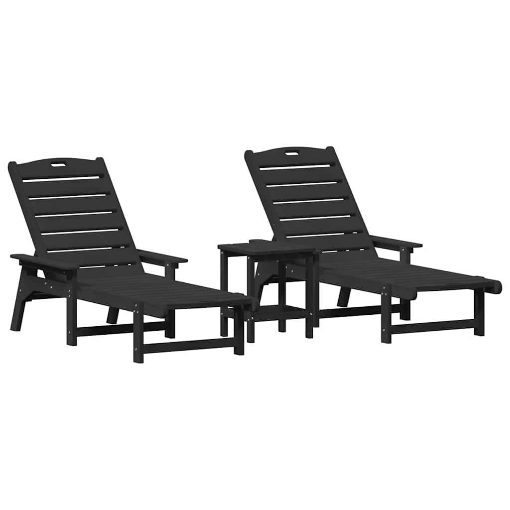 Ležaljka 3 pcs Crna Polietilen