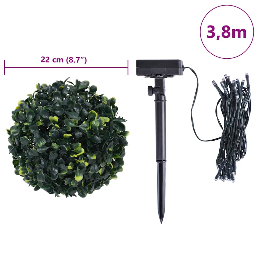 Umjetne kugle od šimšira s LED svjetlima 2 kom zelene 22 cm