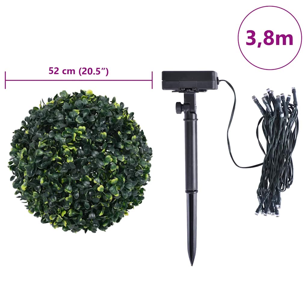 Umjetne kugle od šimšira s LED svjetlima 2 kom zelene 52 cm