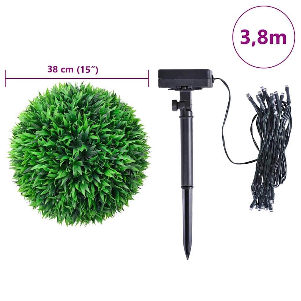 Umjetne kugle od šimšira s LED svjetlima 2 kom zelene 38 cm