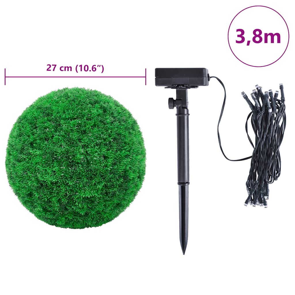 Umjetne kugle od šimšira s LED svjetlima 2 kom zelene 27 cm