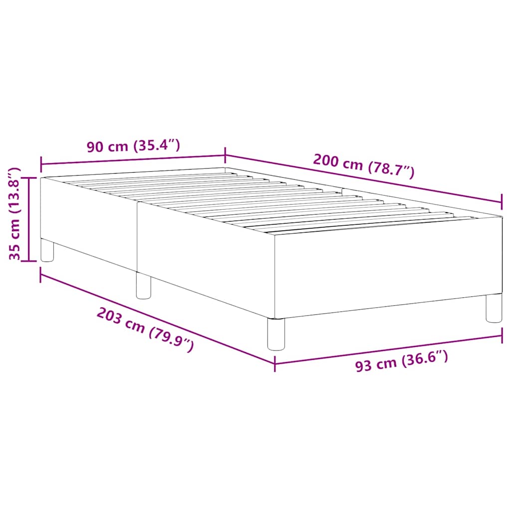 Krevet s opruga kutije Krem 90 x 200 cm Kordura tekstil