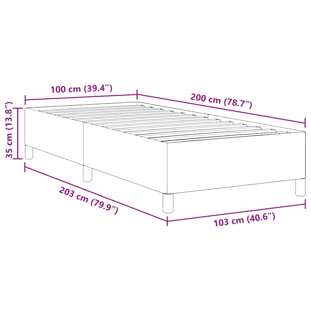 Krevet s opruga kutije Tamnosiva 100 x 200 cm Kordura tekstil