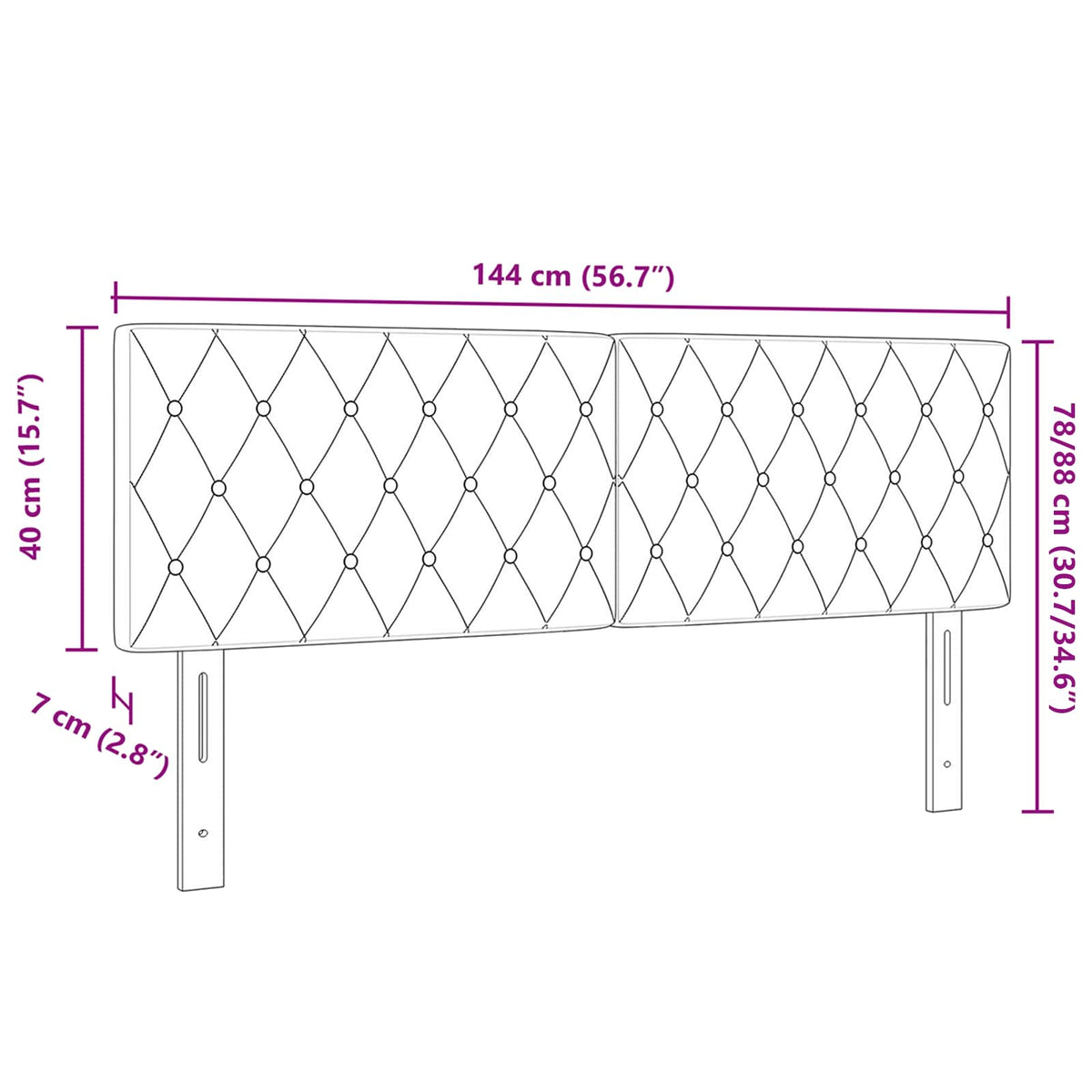 Uzglavlje Svijetlo siva 144 cm Baršun
