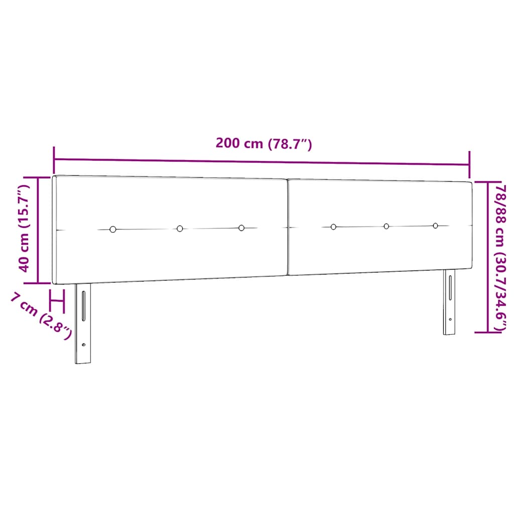 Uzglavlje Tamno siva 200 cm Baršun