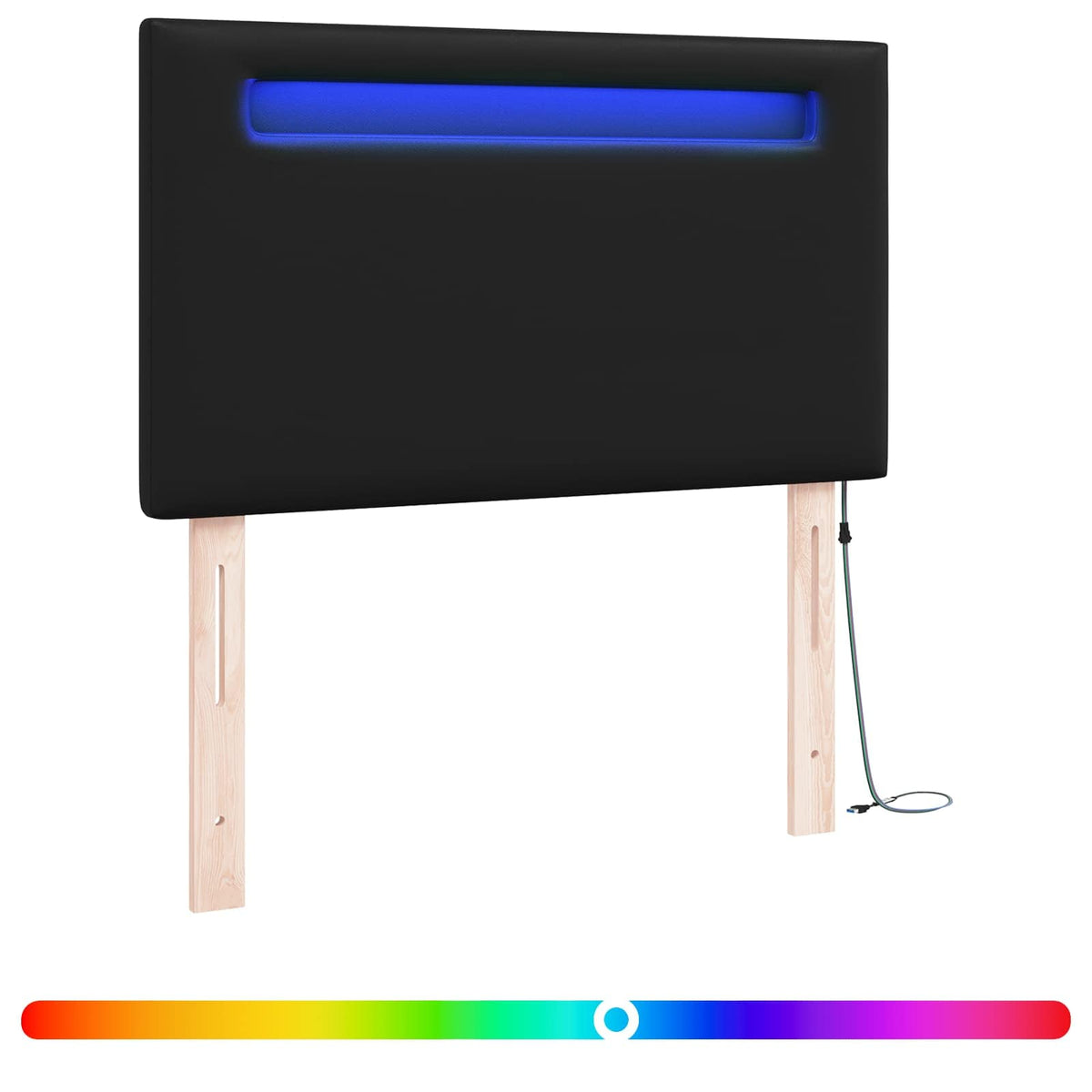 LED glava kreveta Crna 90 cm Lažna koža