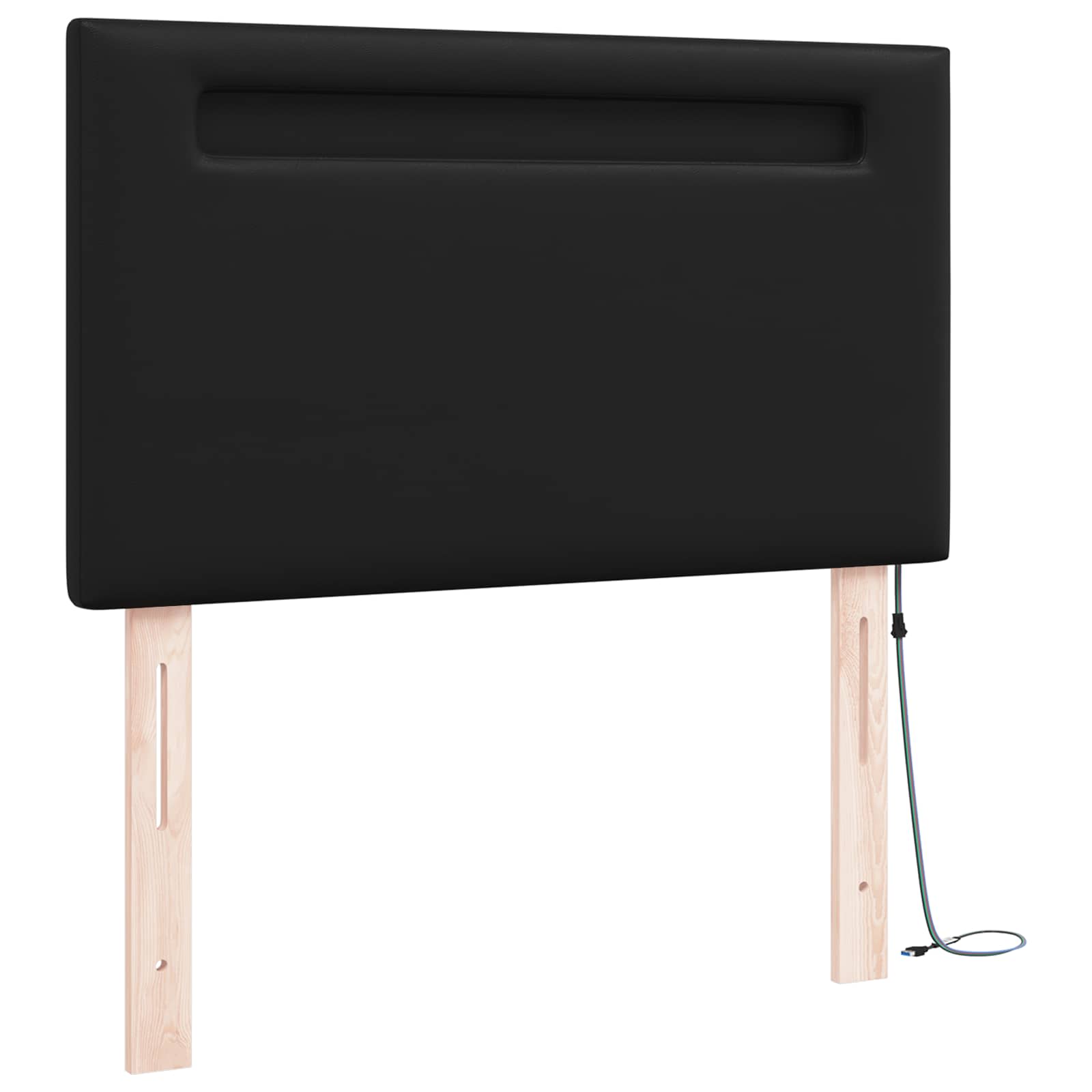 LED glava kreveta Crna 100 cm Lažna koža