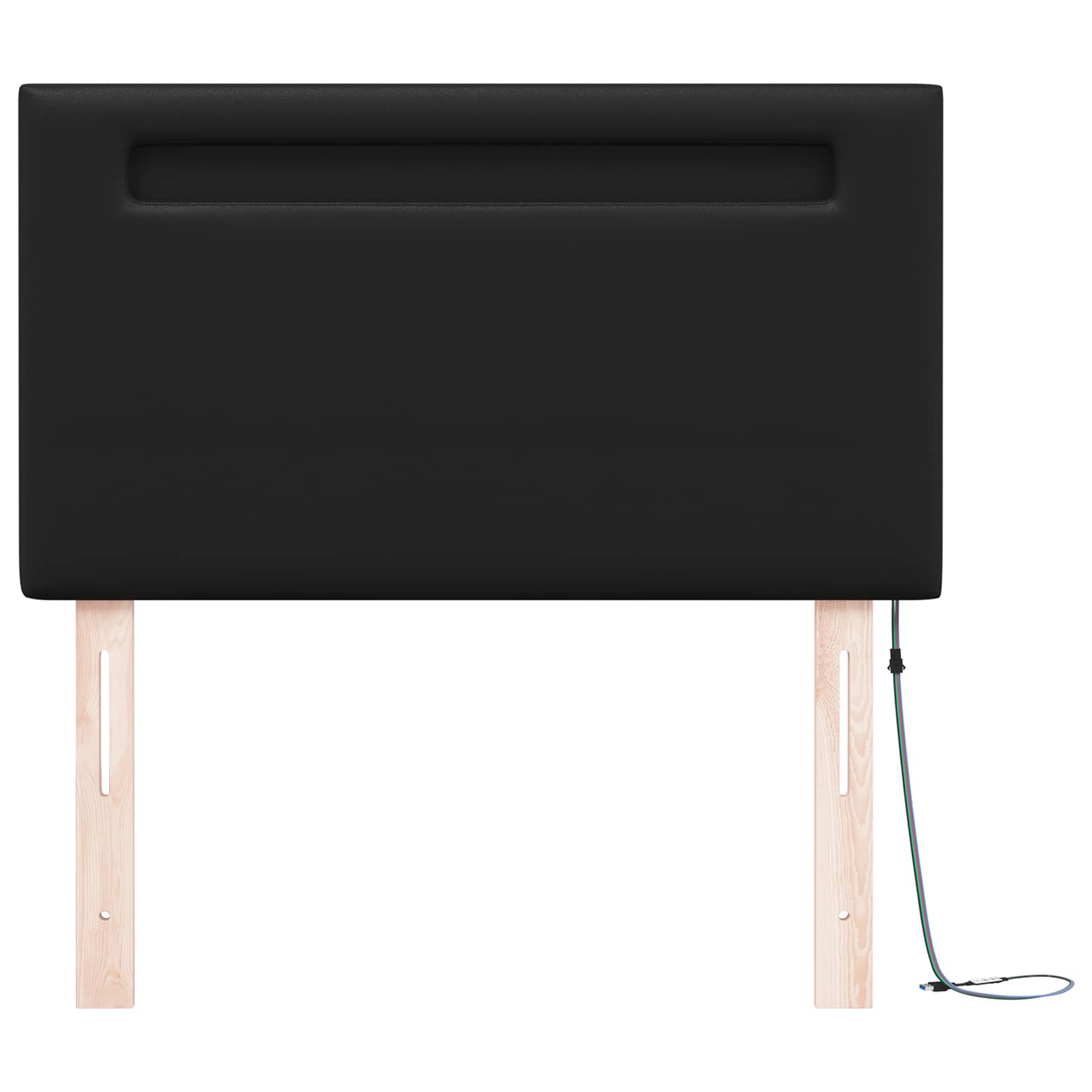 LED glava kreveta Crna 100 cm Lažna koža