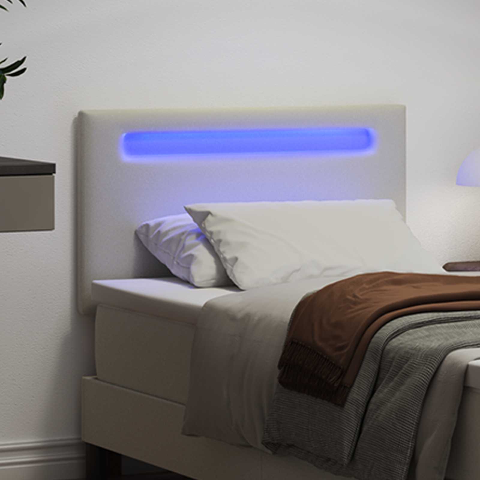 LED glava kreveta Bijelo 100 cm Lažna koža