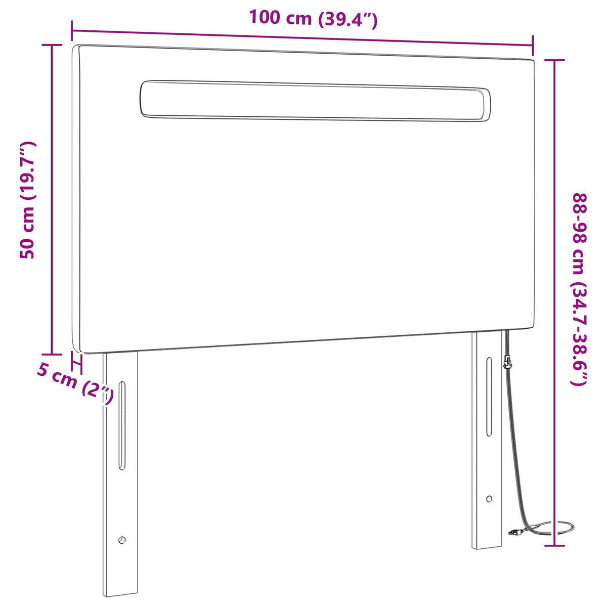 LED glava kreveta Bijelo 100 cm Lažna koža
