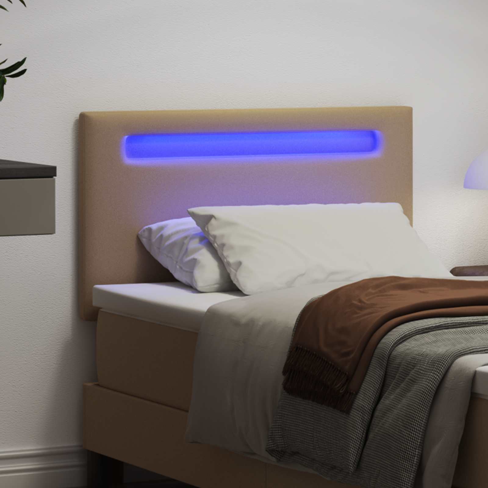 LED glava kreveta Boja cappuccina 100 cm Lažna koža