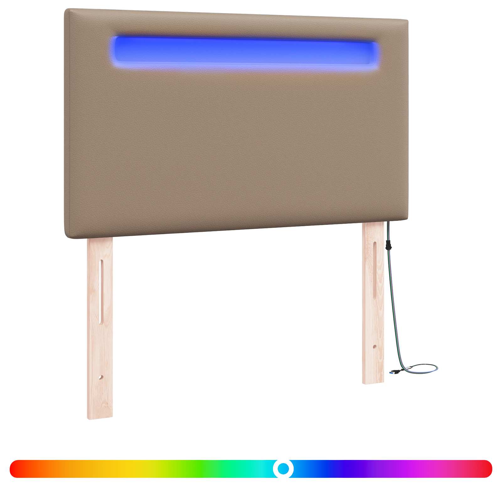 LED glava kreveta Boja cappuccina 100 cm Lažna koža