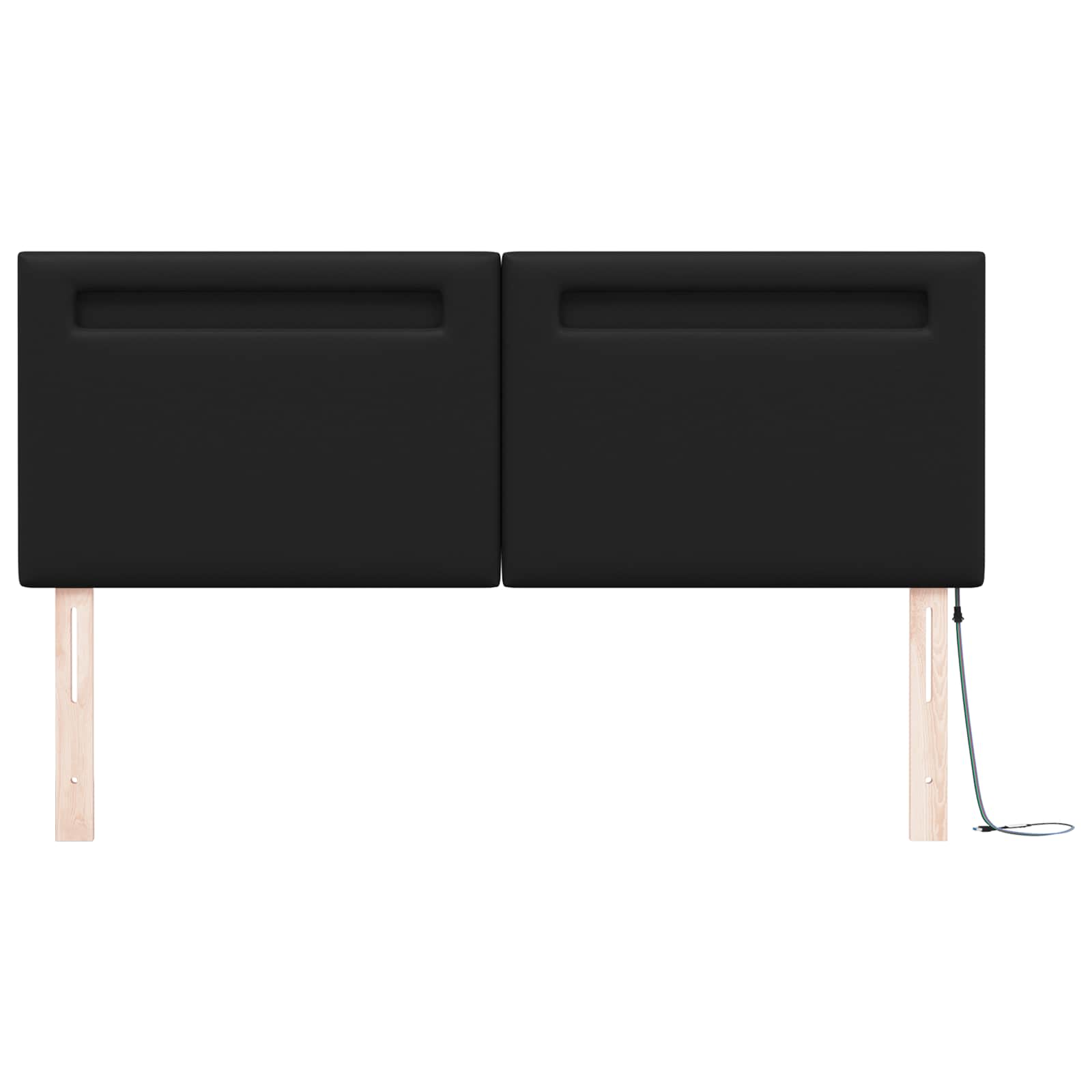 LED glava kreveta Crna 144 cm Lažna koža