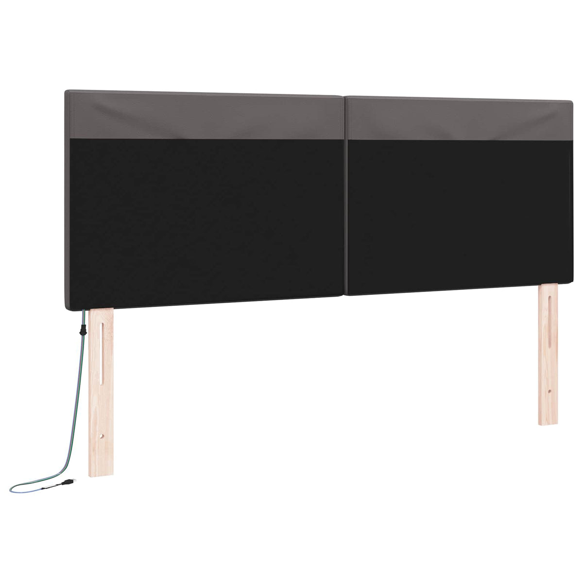 LED glava kreveta Siva 144 cm Lažna koža