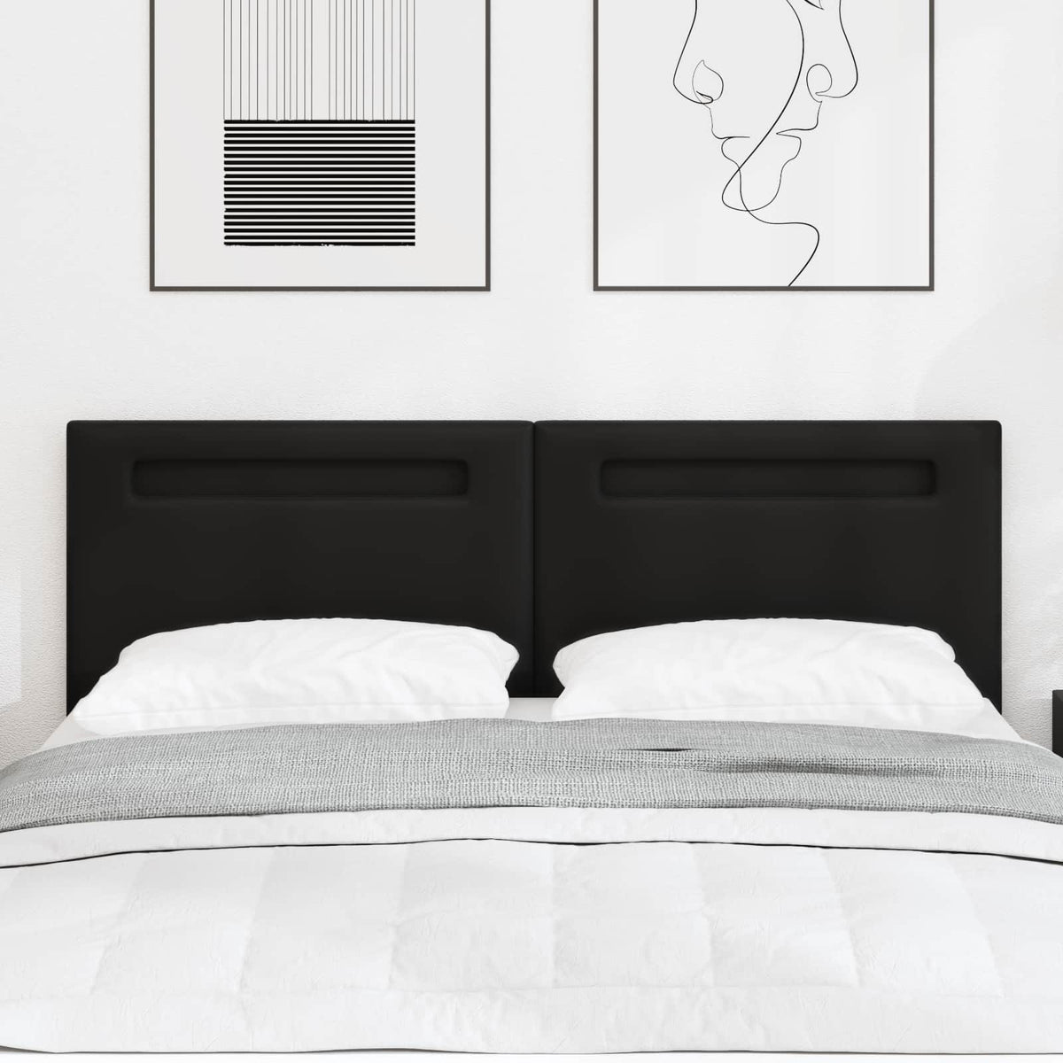 LED glava kreveta Crna 160 cm Lažna koža