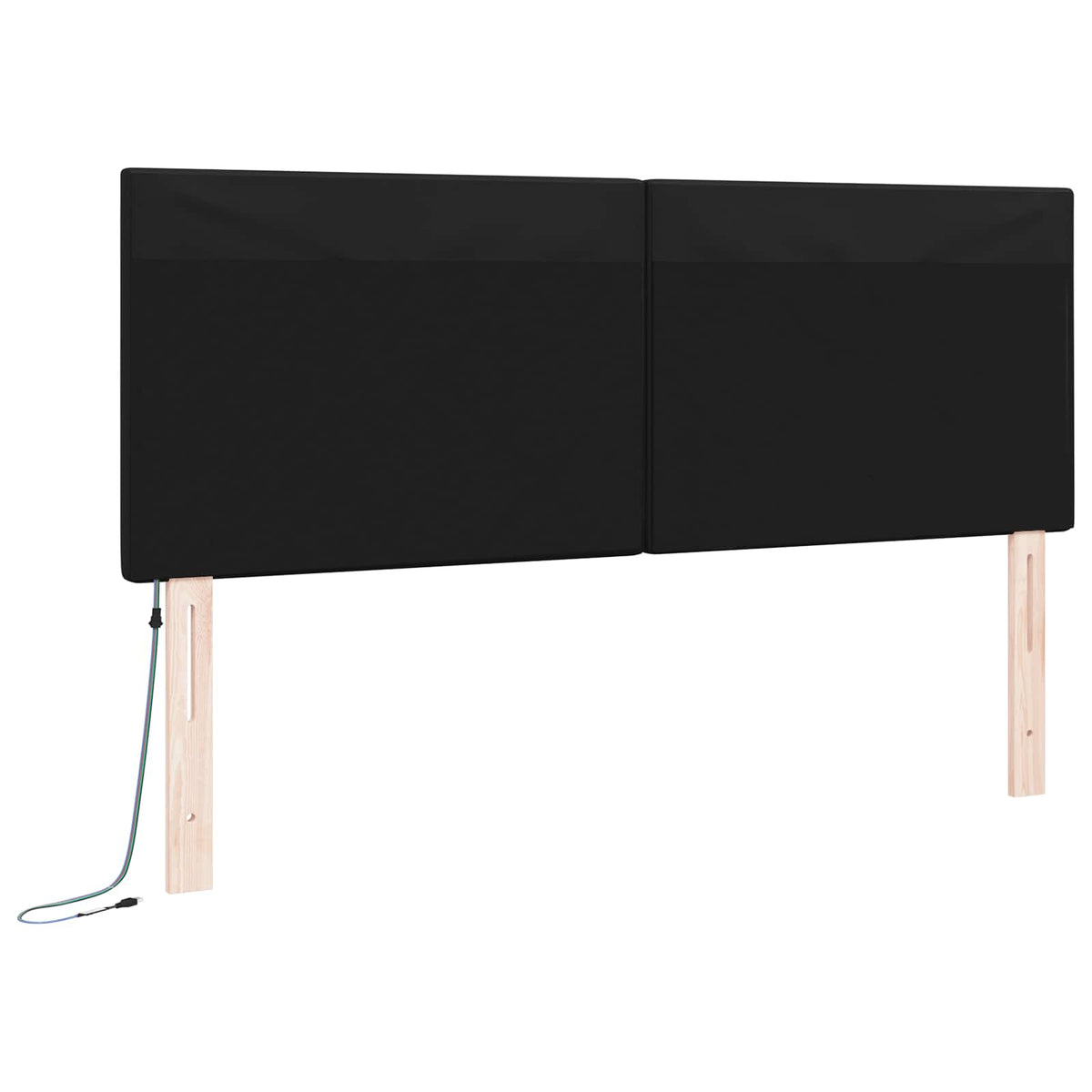 LED glava kreveta Crna 160 cm Lažna koža