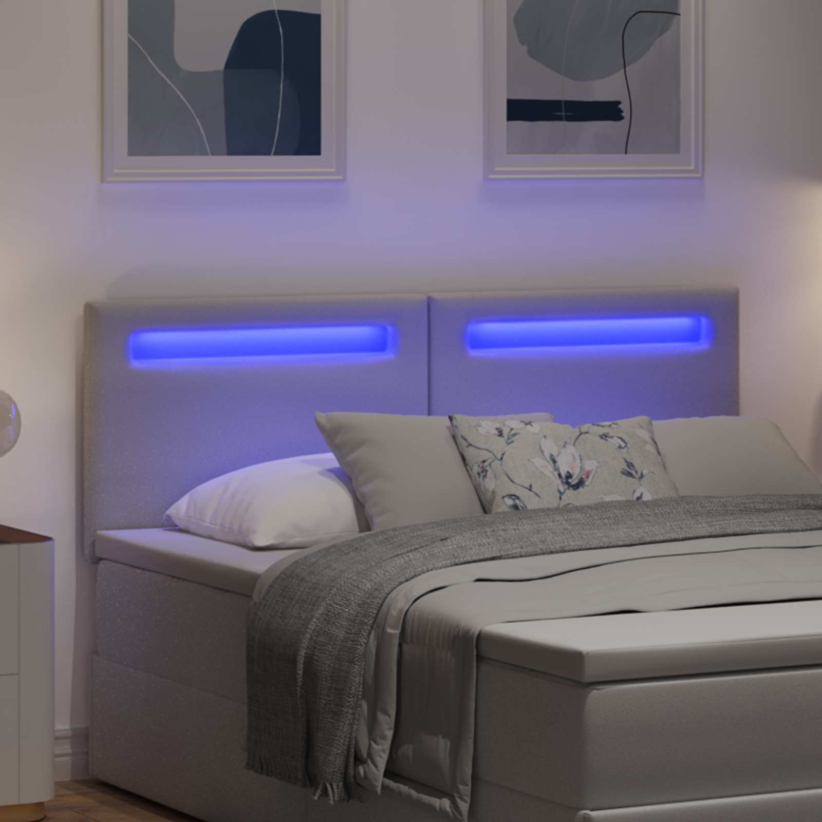 LED glava kreveta Bijelo 160 cm Lažna koža